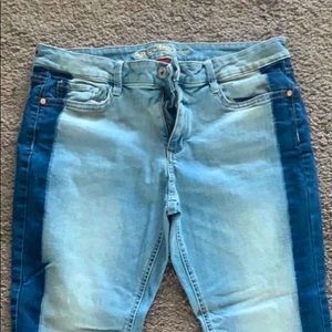 Light blue and dark blue jeans